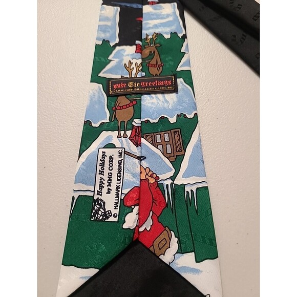 VTG HALLMARK "YULE TIE GREETINGS" SANTA CLAUS GOLFING XMAS NECKTIE TIE RARE - Picture 3 of 4